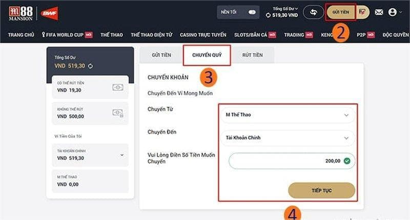 Hướng dẫn rút tiền tại M88 chi tiết